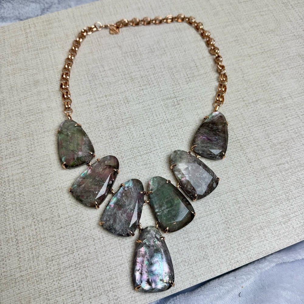 Kendra Scott Harlow Necklace Crystal grey illusion rose gold tone statement